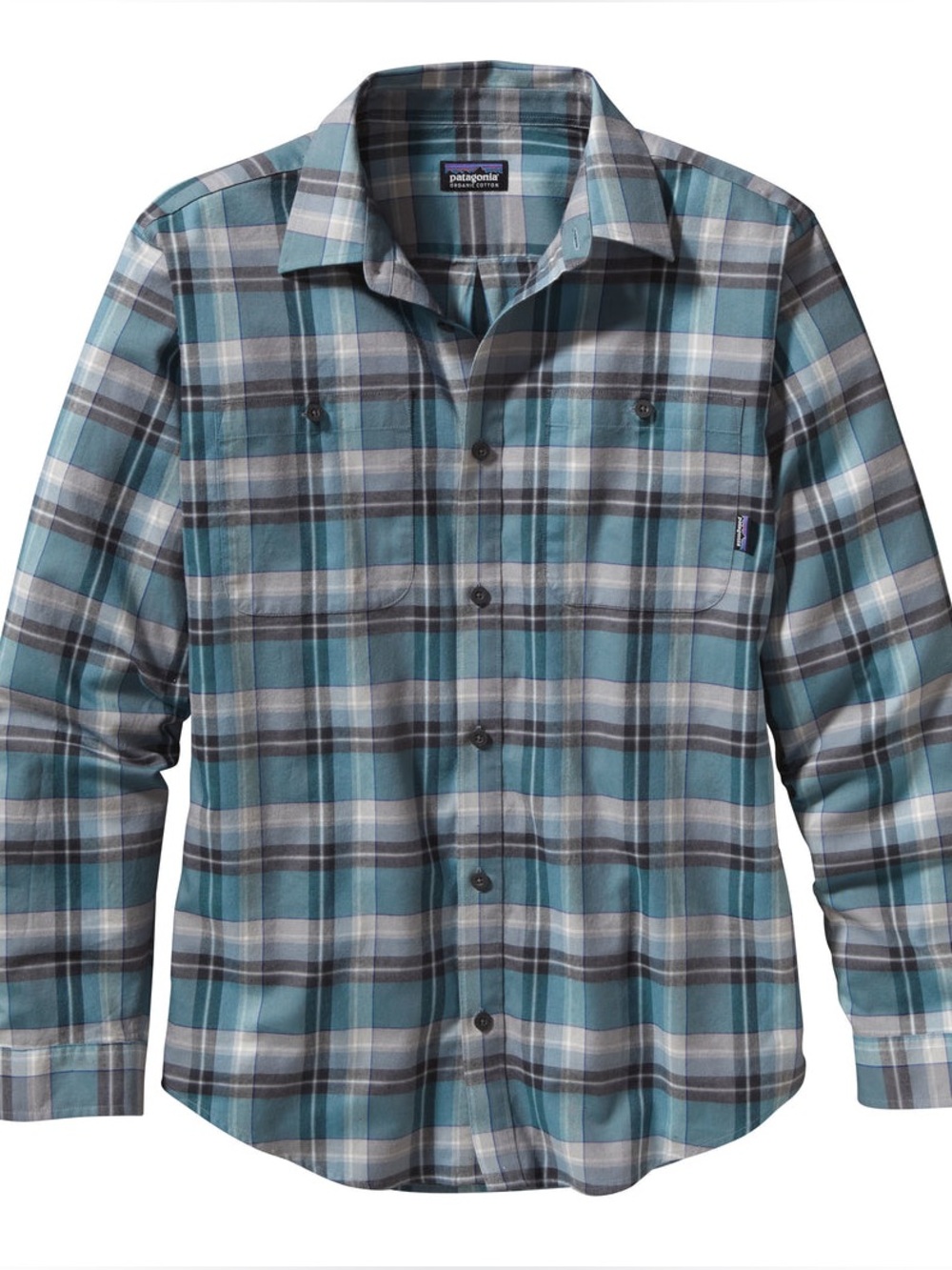 Patagonia Long-Sleeved Pima Cotton Shirt in Glass Blue Crossweave Sz M